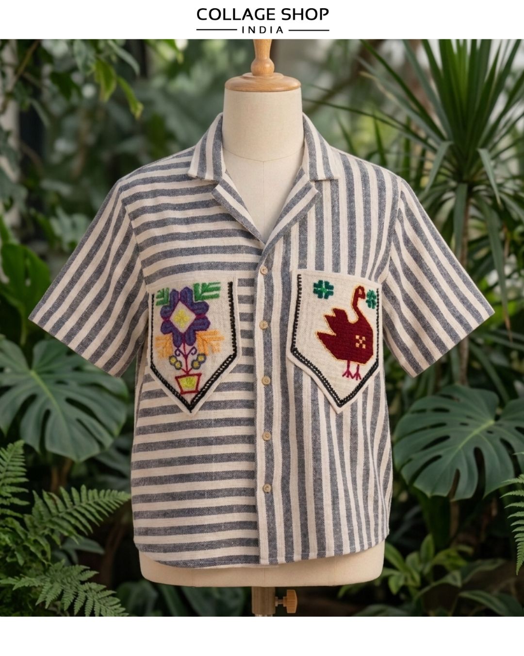Relaxed-fit handwoven cotton stripe shirt