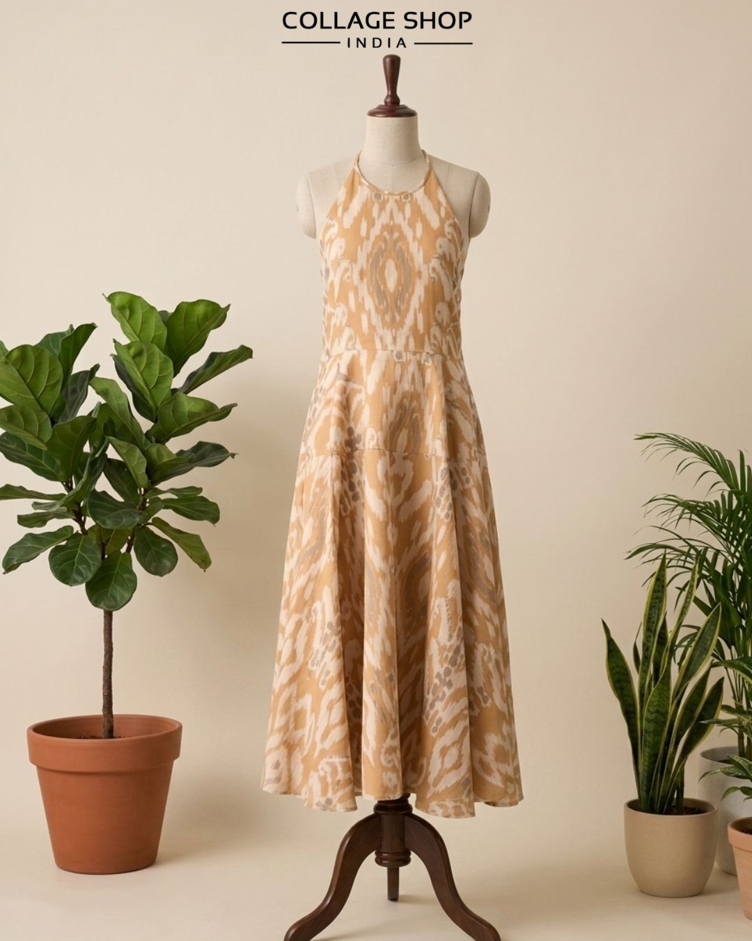 Ikat halter neck maxi dress