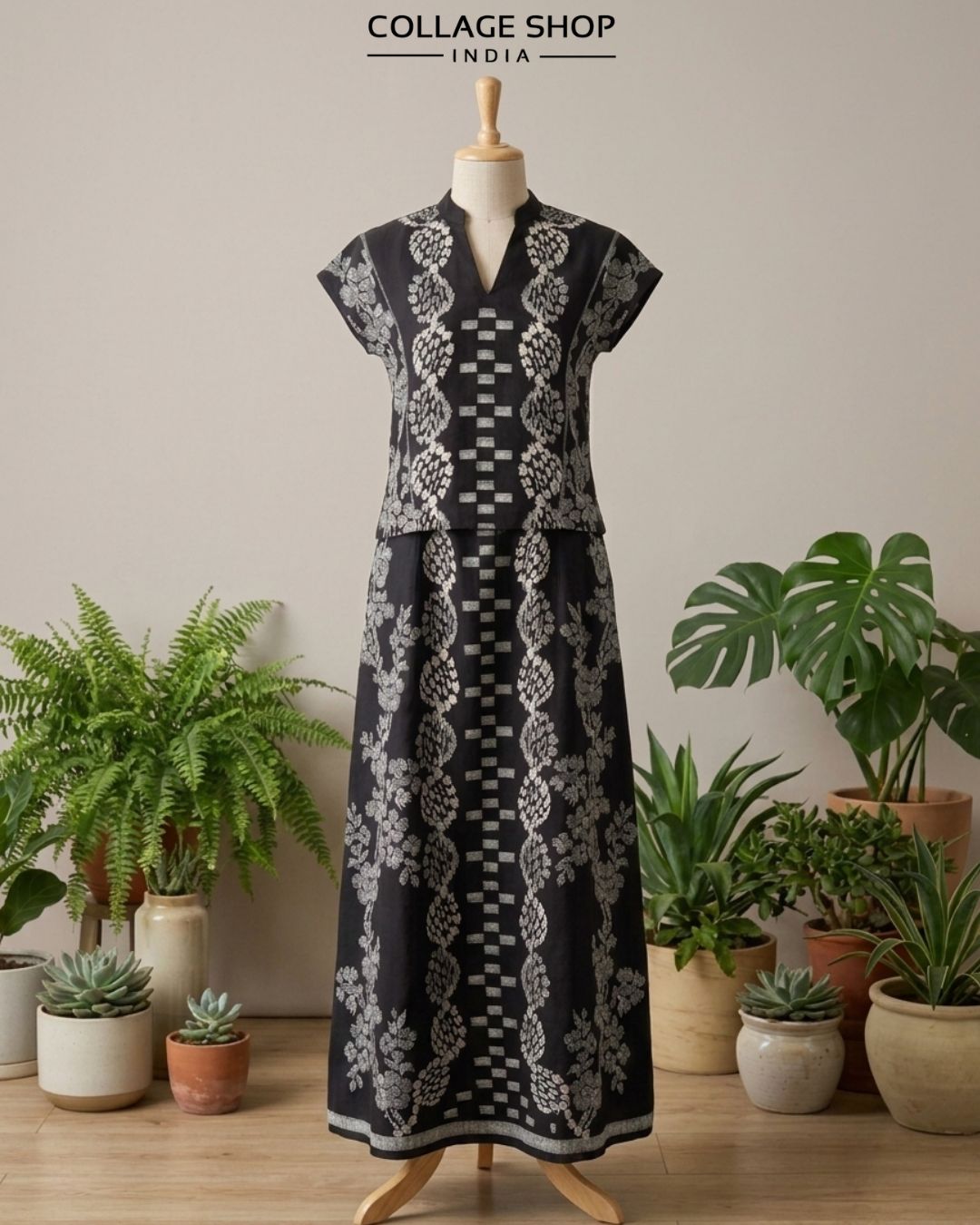 Geometric ikat top & skirt