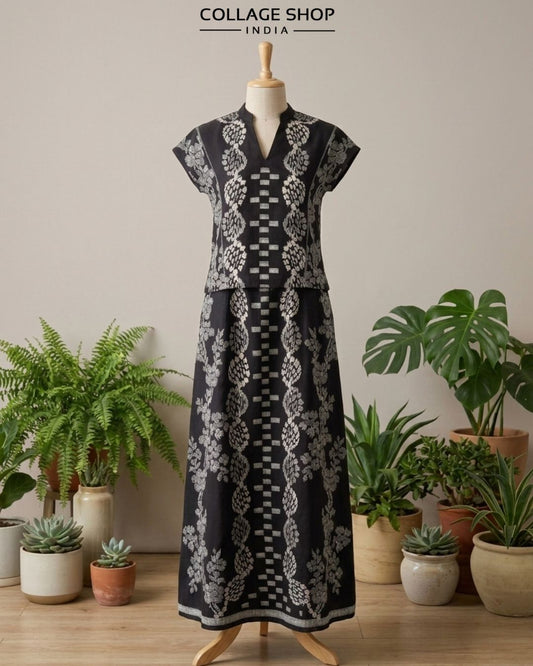 Geometric ikat top & skirt