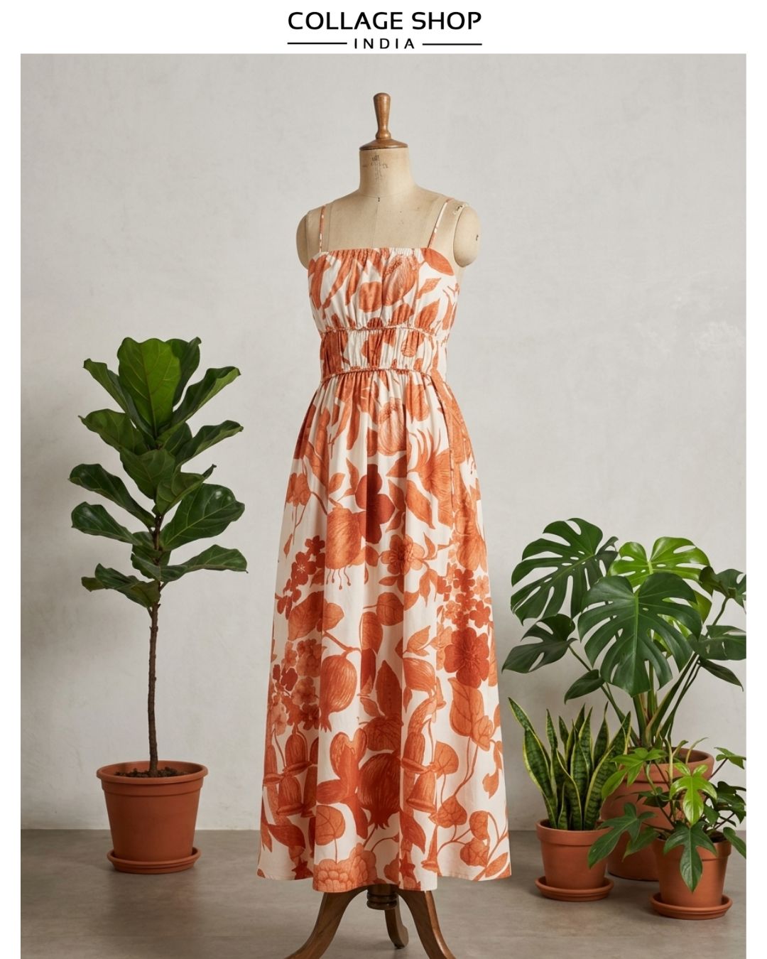 Smocked bodice maxi dress